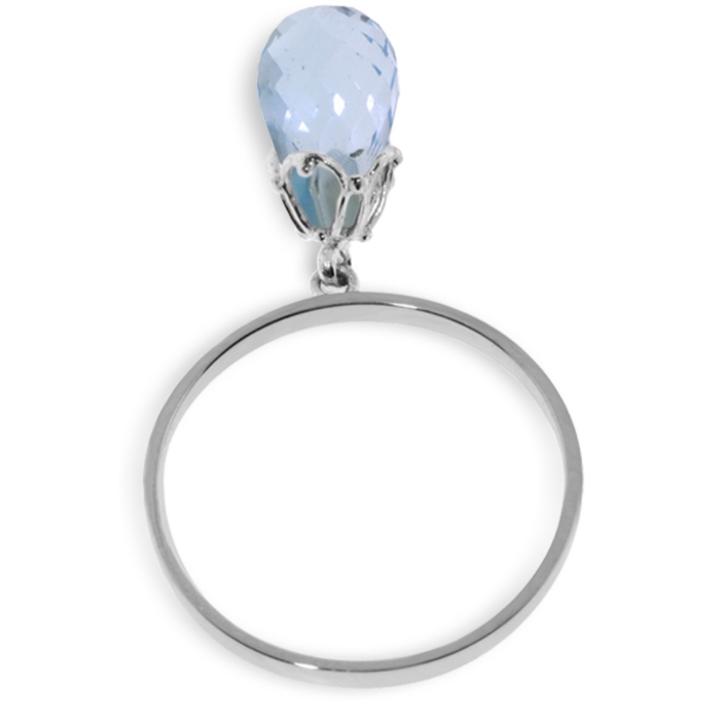 SOLID GOLD RING WITH DANGLING BRIOLETTE BLUE TOPA - Picture 1 of 4
